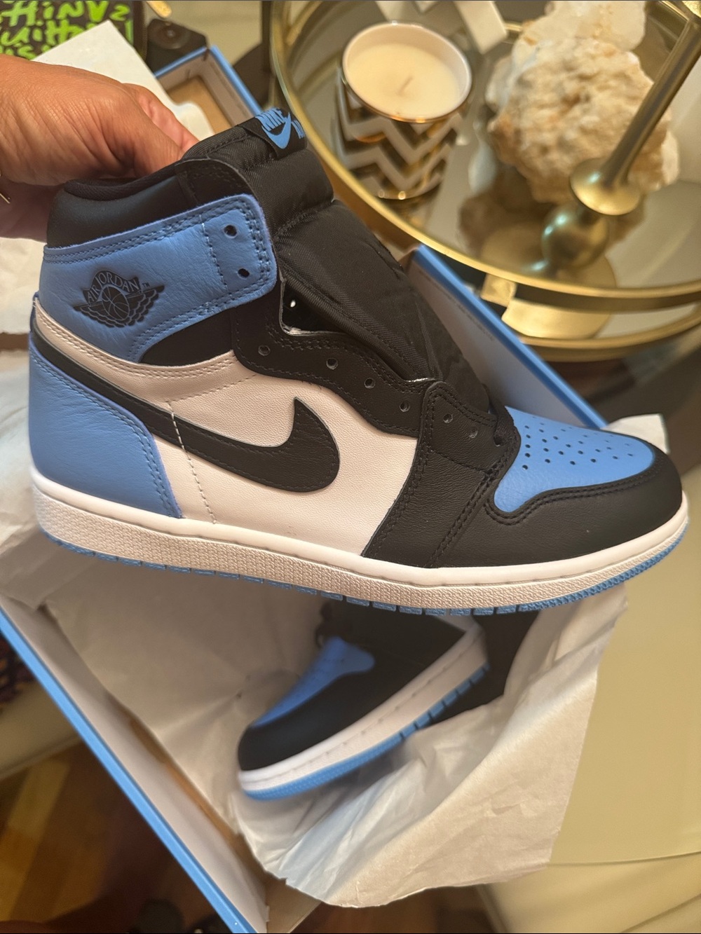 Nike Air Jordan 1 High Black/White/Light Blue